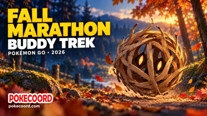 Pokémon GO Fall Marathon Buddy Trek 2026 featuring Bramblin.