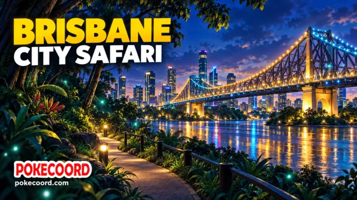 Pokémon GO City Safari Brisbane 2026 featured image showing Story Bridge and the city skyline at twilight